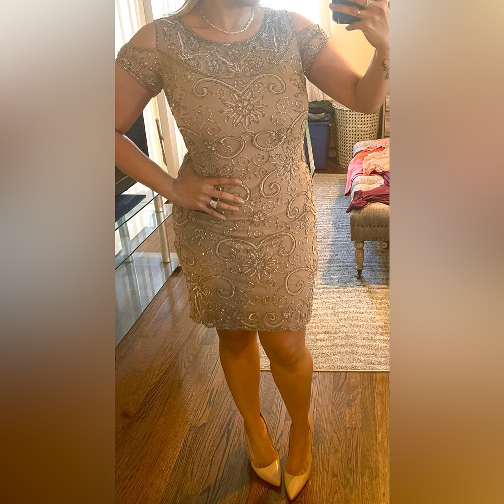 Mocha prelude shift sequins dress size 4